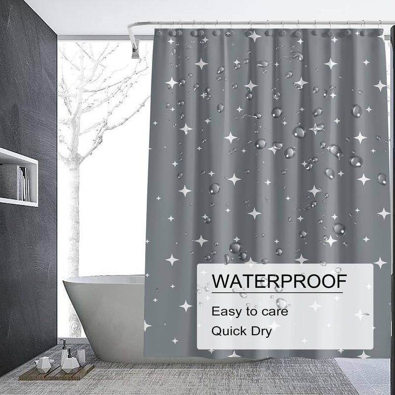 TIKABC Shower Curtain Liner, 4G PEVA Shower Liner, Plastic Waterproof Shower Curtains, with Grommet Holes and 3 Magnetic Weights(Dreamy Grey) - Image 3